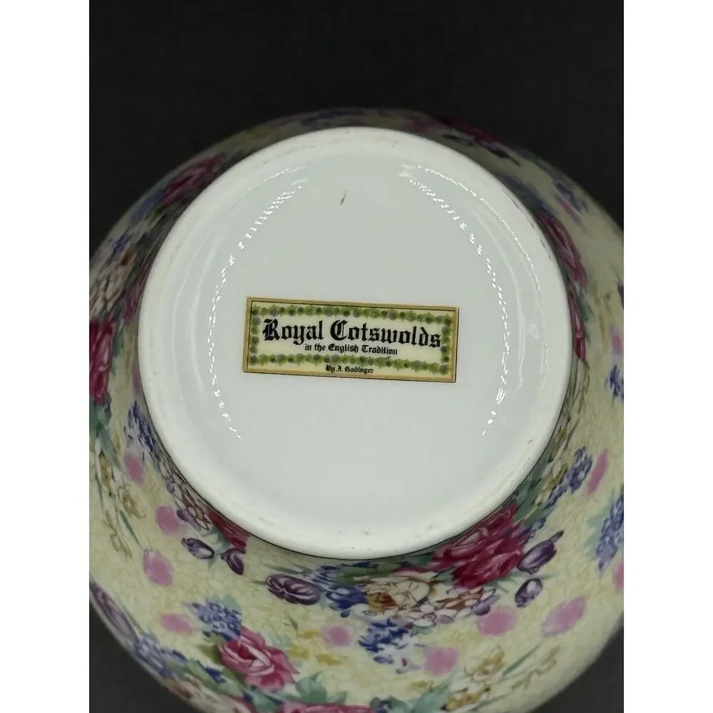 Royal Cotswolds English Tradition Floral Chintz Vase 7.5” Gold Trim